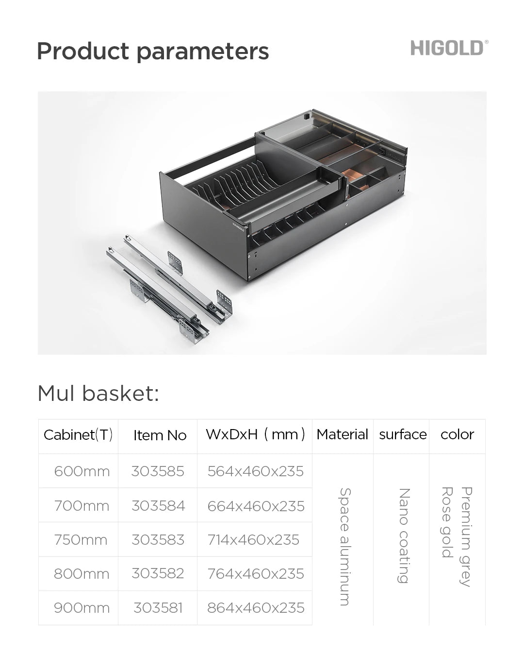 Pull Out Multipurpose Basket Shear 4.0 - Deep Basket with Plate Dividers and Drain Tray - Fits 600mm -303585