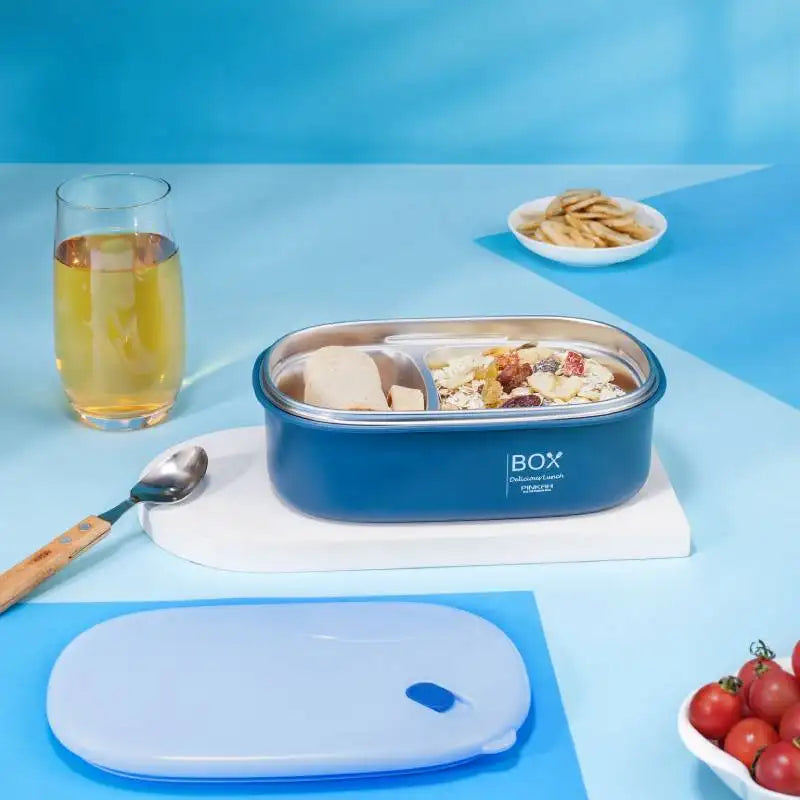 Stainless Steel Lunch Box with 2 Compartments 650ml PINKAH Blue