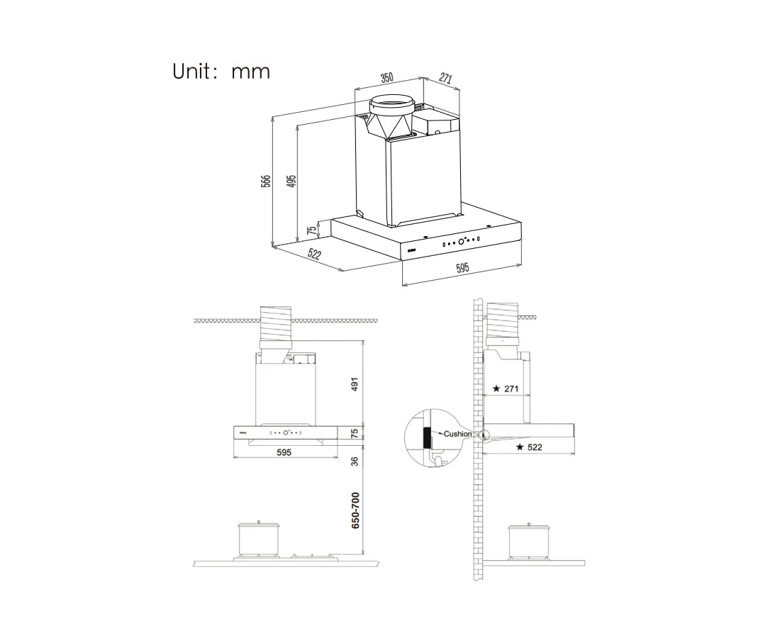 Fotile 60cm Rangehood with Wing-like Surround Suction Plate EMG6018