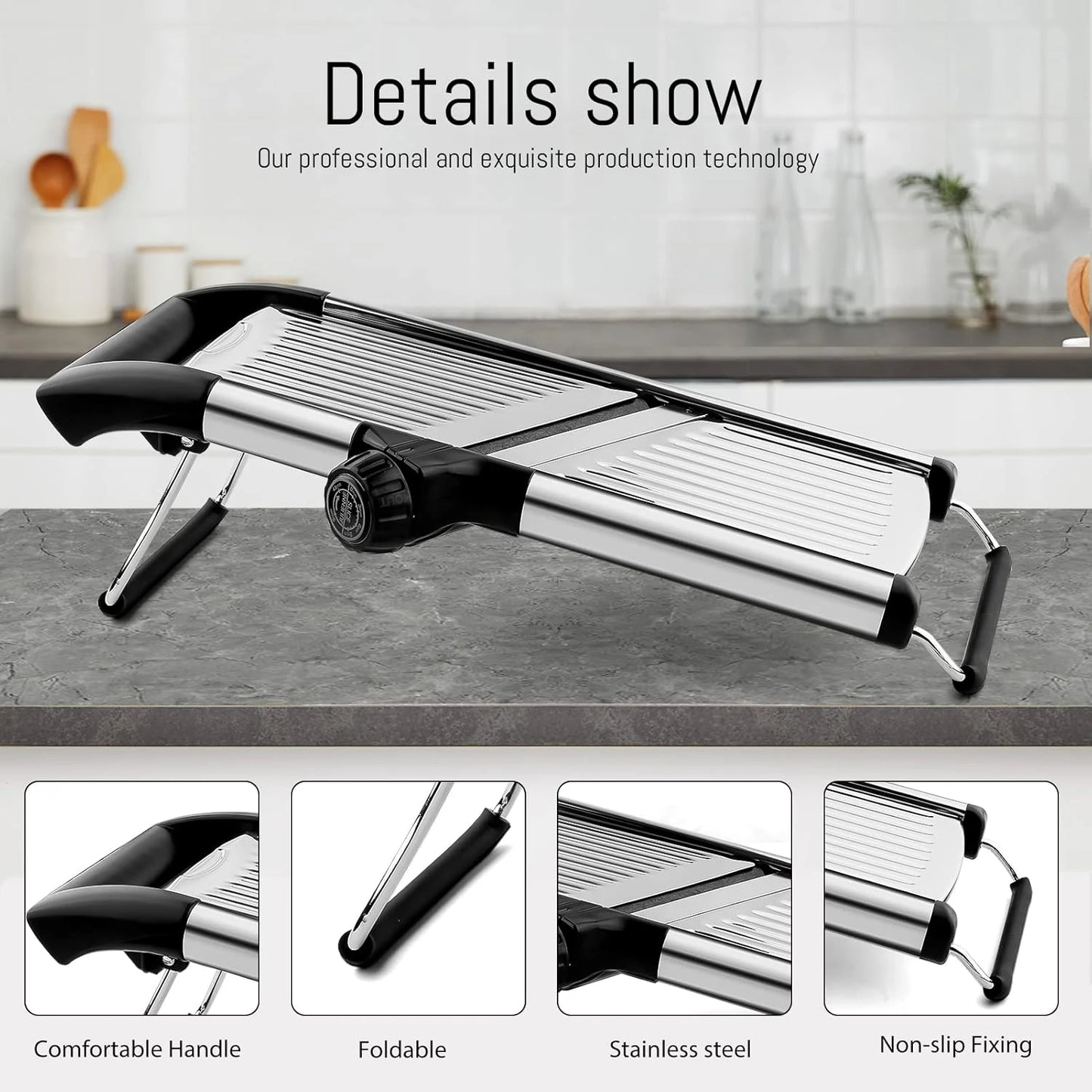 Professional Adjustable Stainless Steel Mandoline Slicer W1027