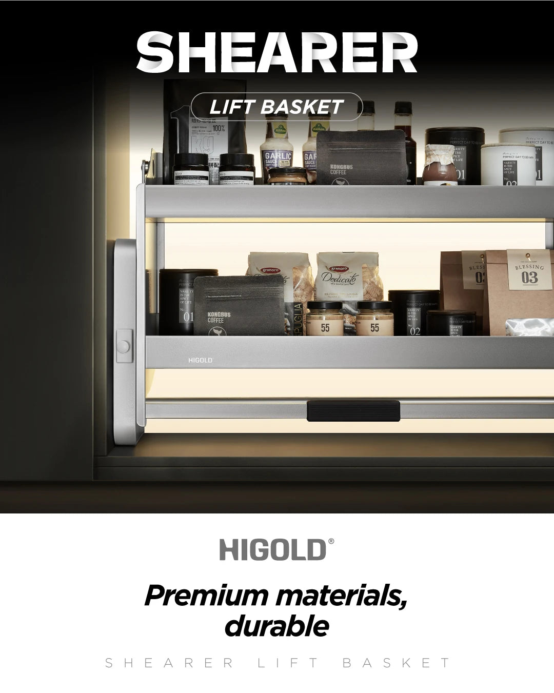 Shearer Lift Basket Overhead Cabinet Storage - for a 600mm Cupboard - 401221