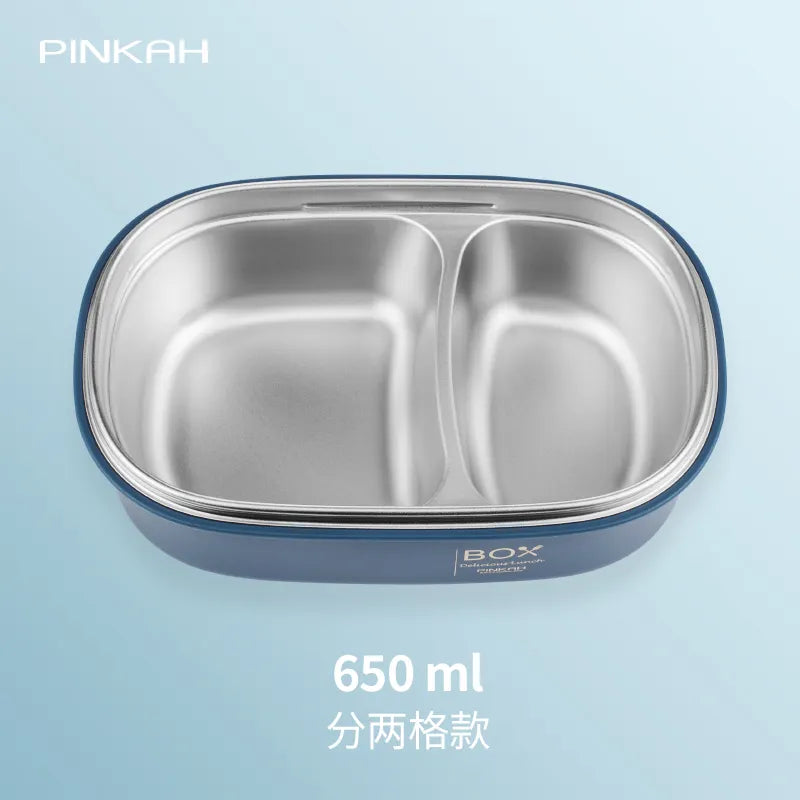 Stainless Steel Lunch Box with 2 Compartments 650ml PINKAH Orange