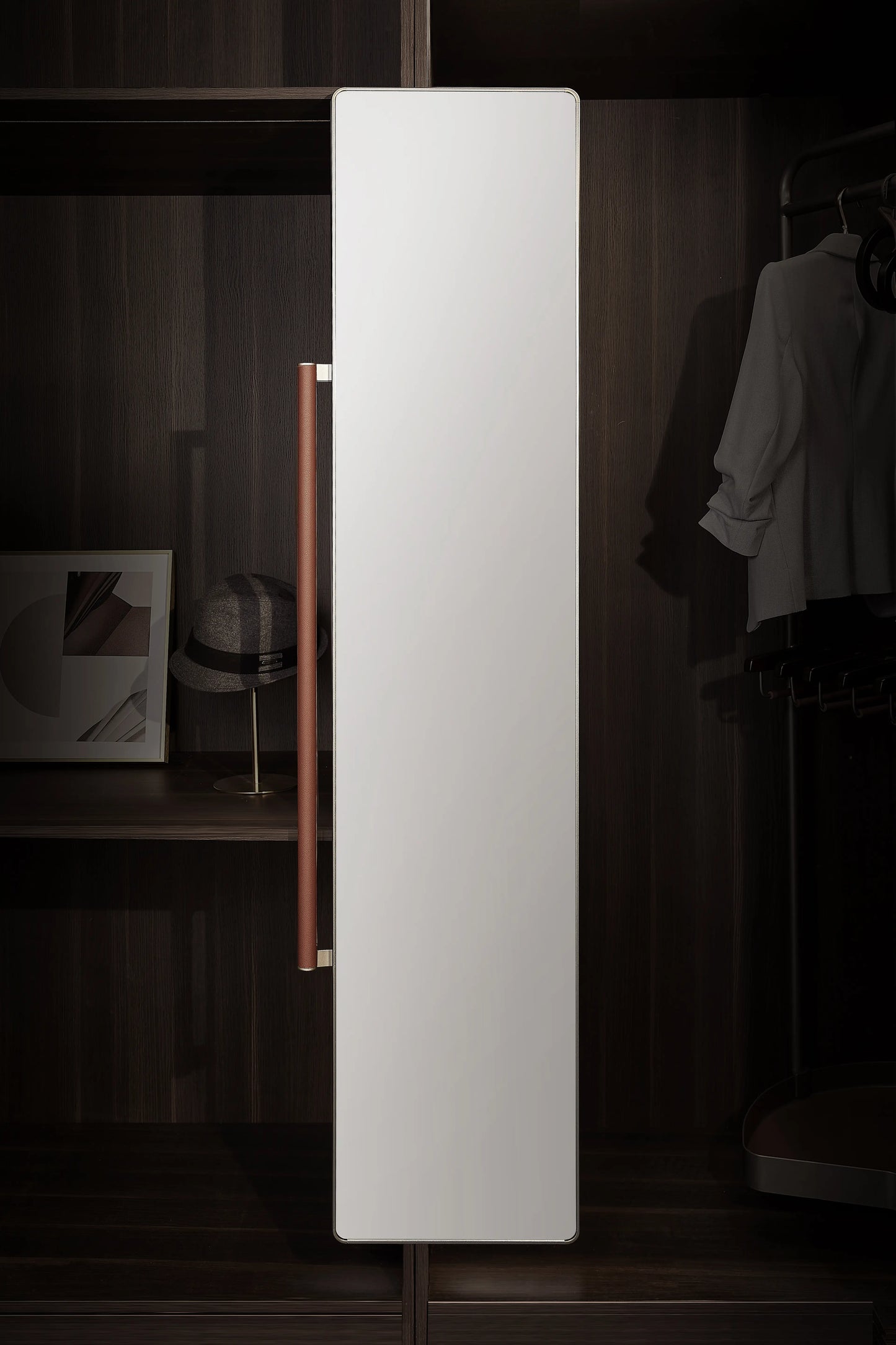 Revolving Mirror - Fits 1700mm+ Cabinet Height - B Series Teal PU Leather - 706161 / 706161S