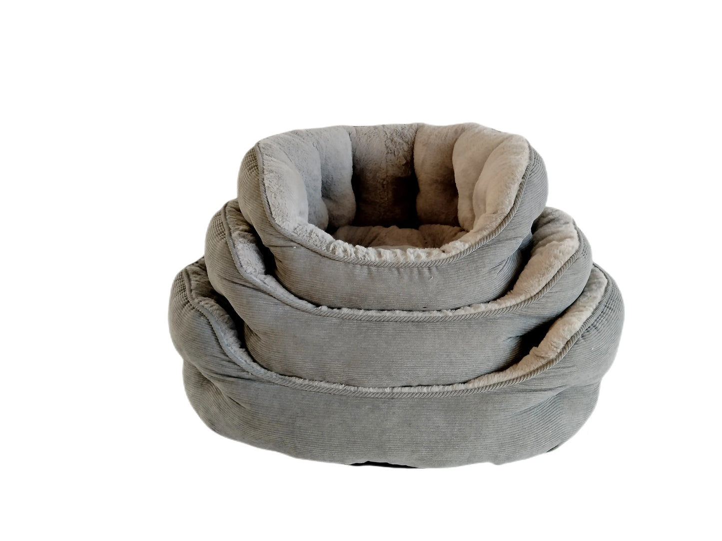 Medium Round Corduroy Pet Bed - Cozy 60x55x28cm Snug Retreat