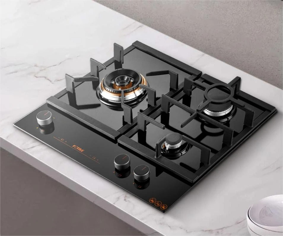 FOTILE 60cm 3 Burner Gas Cooktop - Professional Tri-ring Fire GLG60305