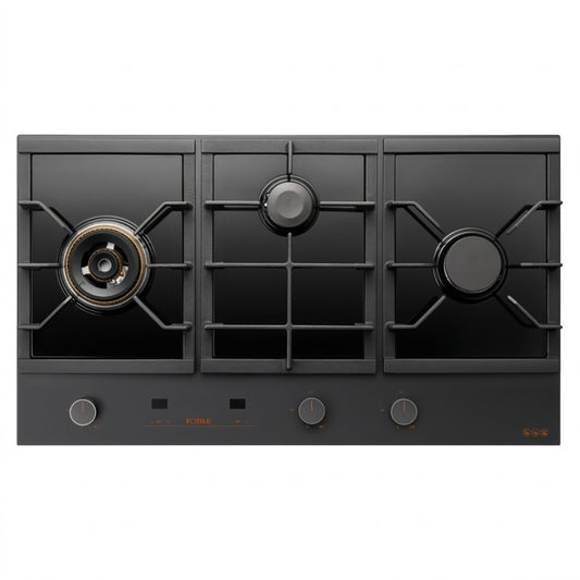 FOTILE 90cm 3 Burner Gas Cooktop - Matt Tempered Glass Panel GLG90305-Y