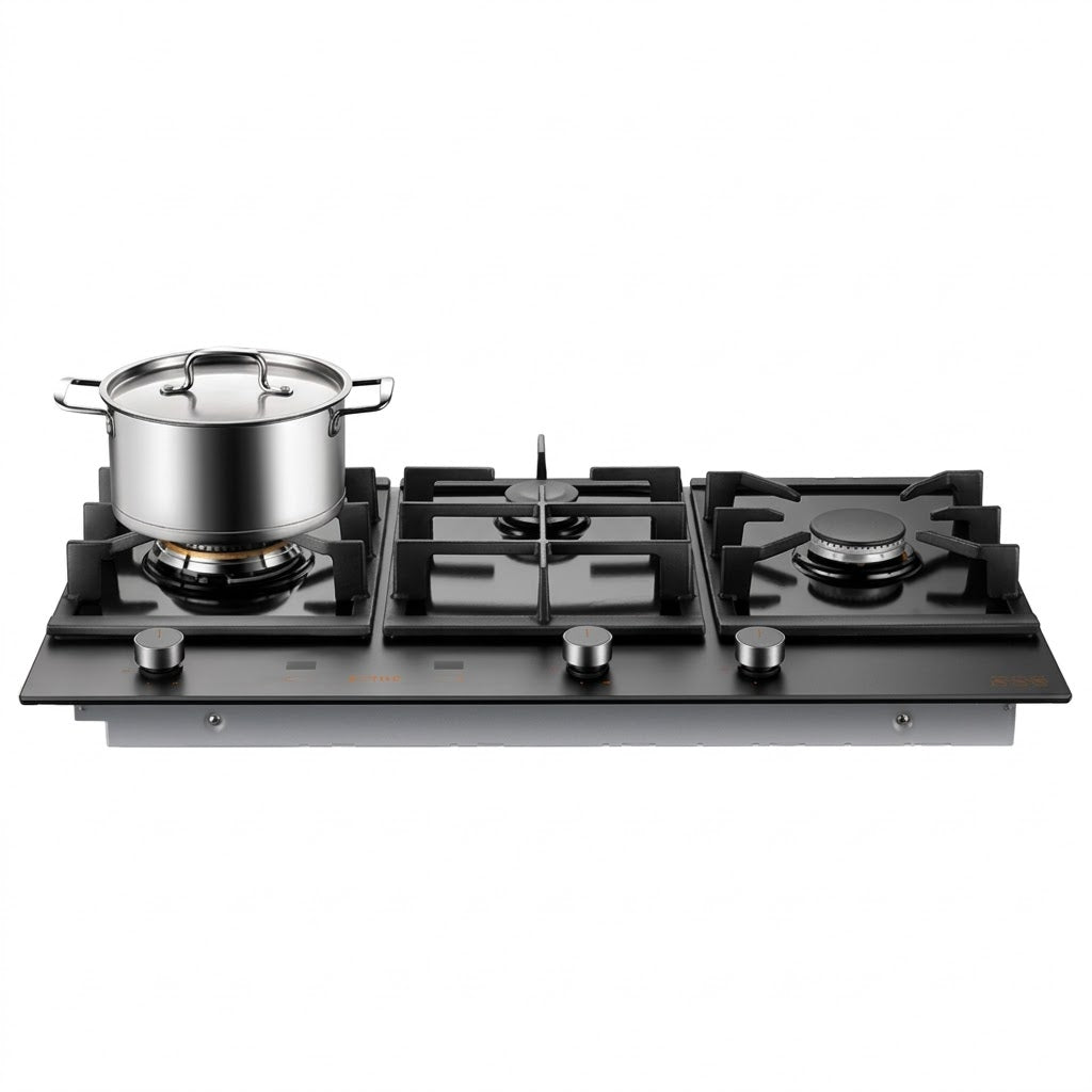 FOTILE 90cm 3 Burner Gas Cooktop - Matt Tempered Glass Panel GLG90305-Y