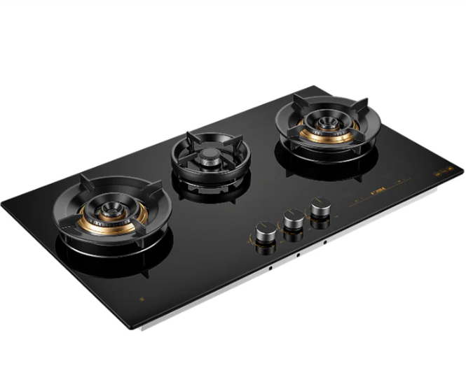 GLG90315 900mm 3 Burner Black Glass Hyper Flame Cooktop 90315
