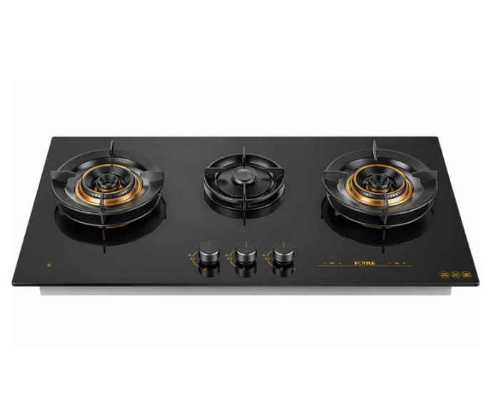 GLG90315 900mm 3 Burner Black Glass Hyper Flame Cooktop 90315