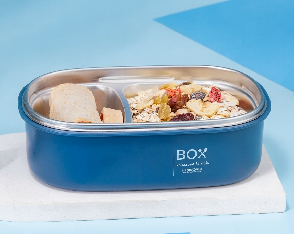 Stainless Steel Lunch Box with 2 Compartments 650ml PINKAH Blue