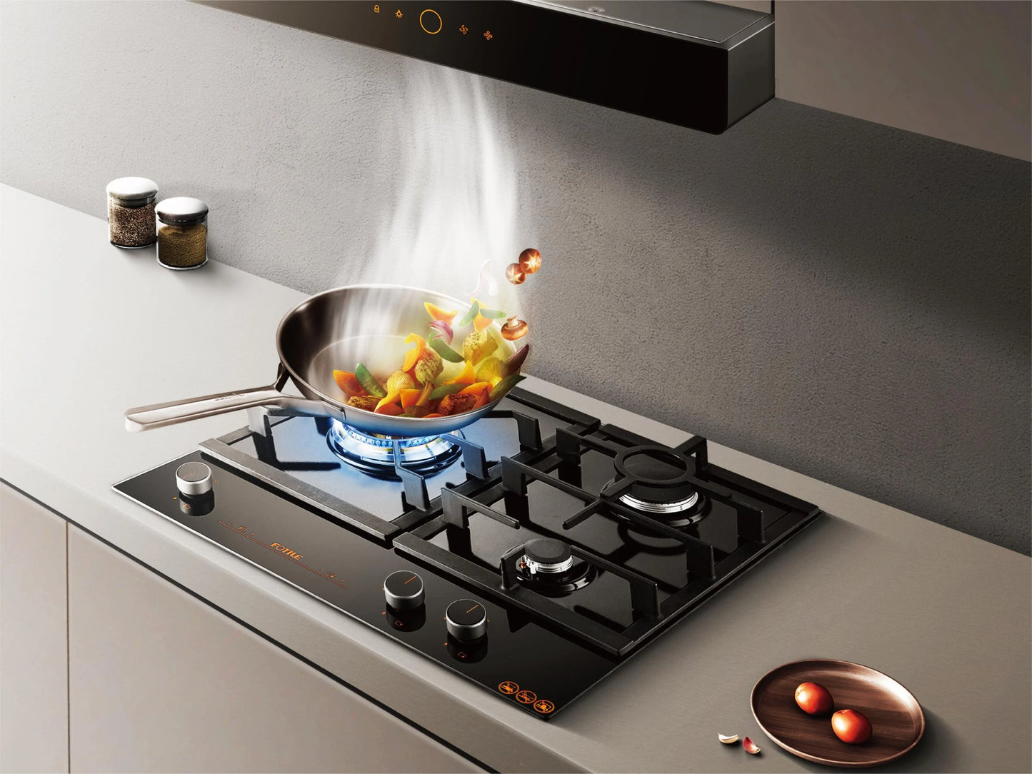 FOTILE 60cm 3 Burner Gas Cooktop - Matt Tempered Glass Panel GLG60305-Y