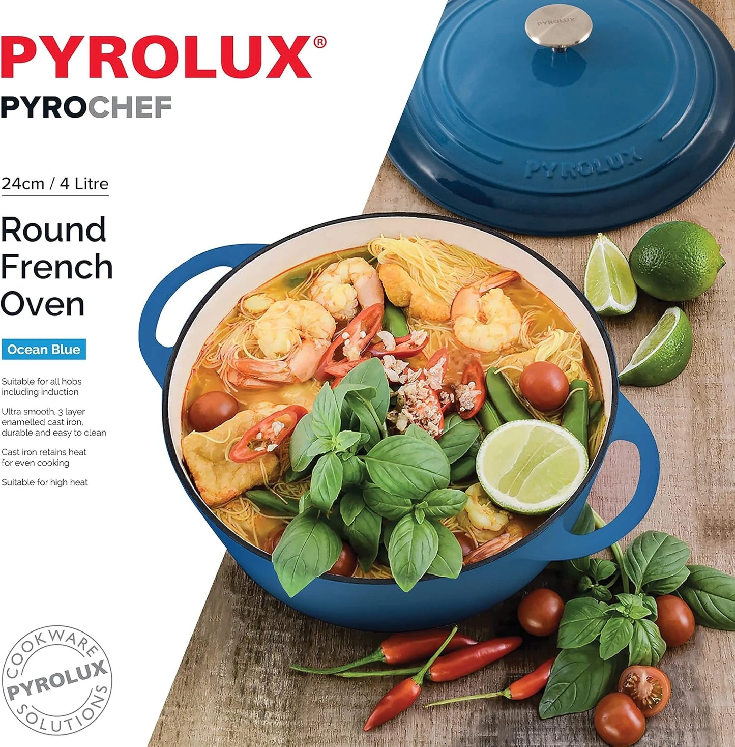 Pyrolux Pyrochef Cast Iron 4L Casserole 24cm