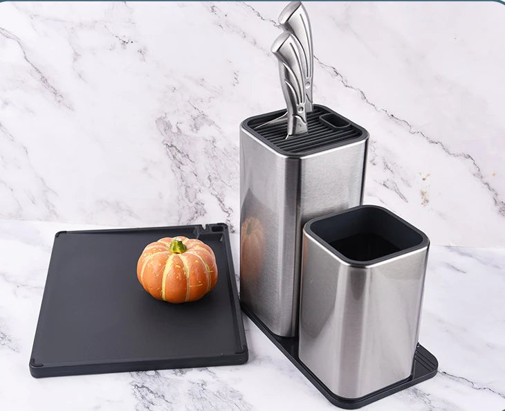 Knife Block Set with Utensil Holder & Chopping Board