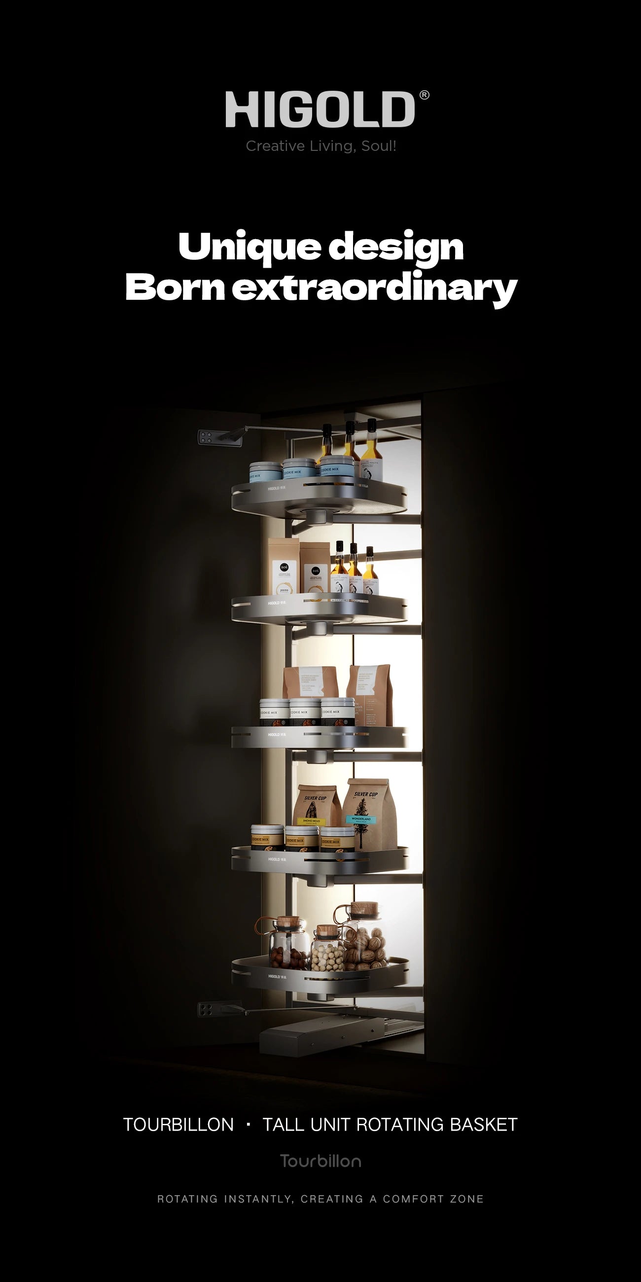 Shearer Tourbillon Pantry with 5 layers - Adjustable Height - For 600mm Cabinet - 202295