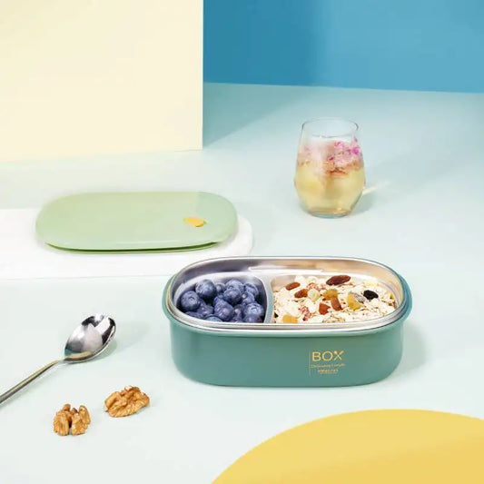Stainless Steel Lunch Box with 2 Compartments 650ml PINKAH Green