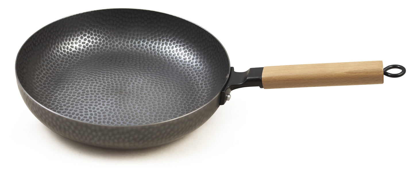 Hammered Premium Iron Fry Pan with Wooden Handle 28cm