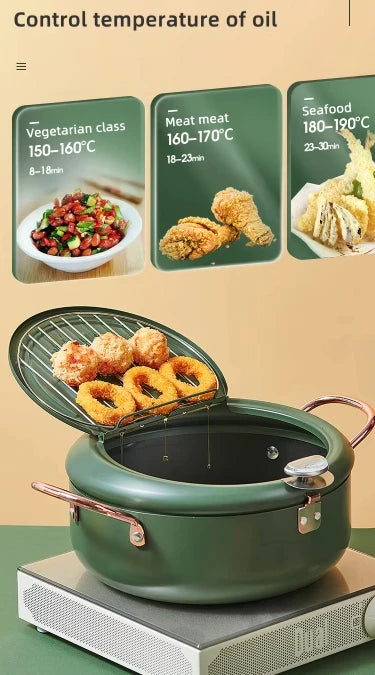 Oil Frying Pot 28CM Green