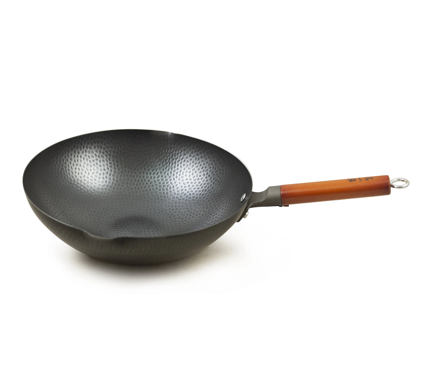 Hammered Premium Iron Wok with Wooden Handle 32cm