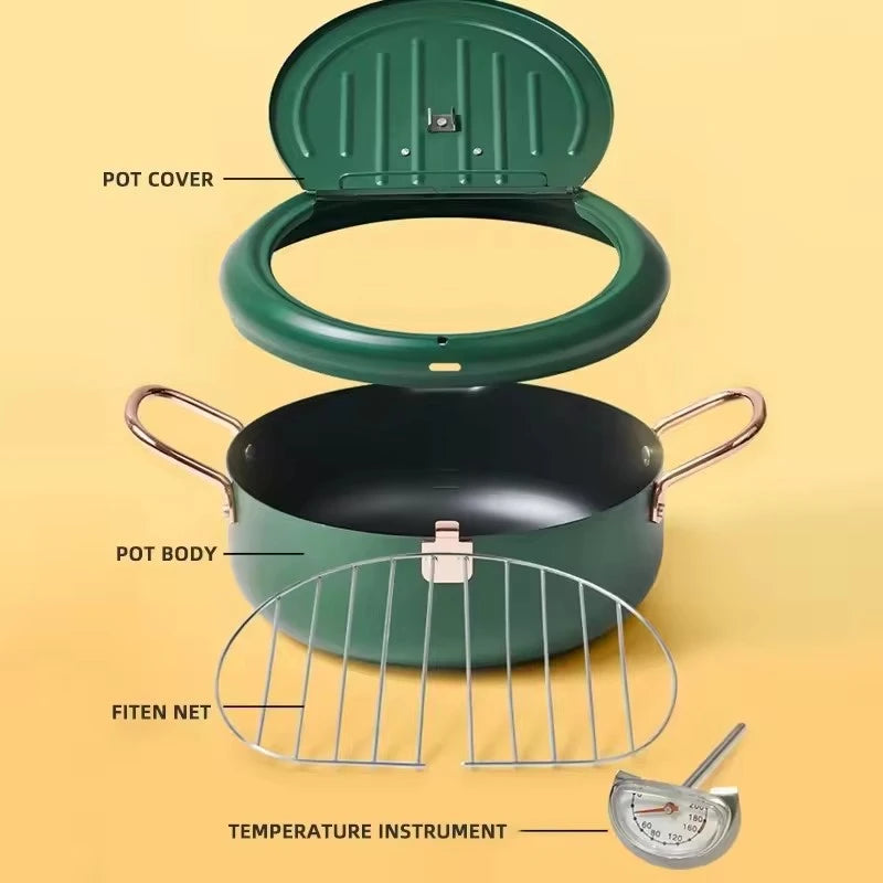 Oil Frying Pot 28CM Green