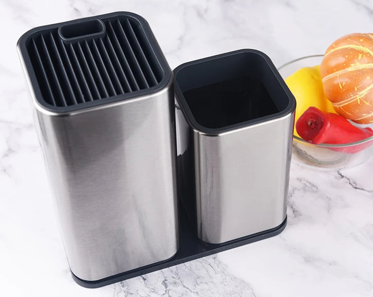 Knife Block Set with Utensil Holder & Chopping Board