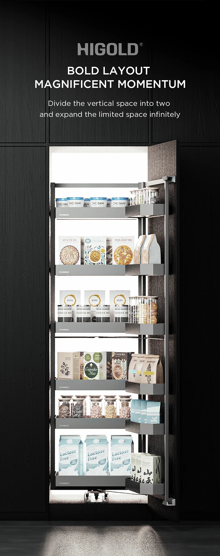 Tandem Pantry Unit with Soft Close - Suits from 1825mm Height & 450mm Width Cabinet - 202253