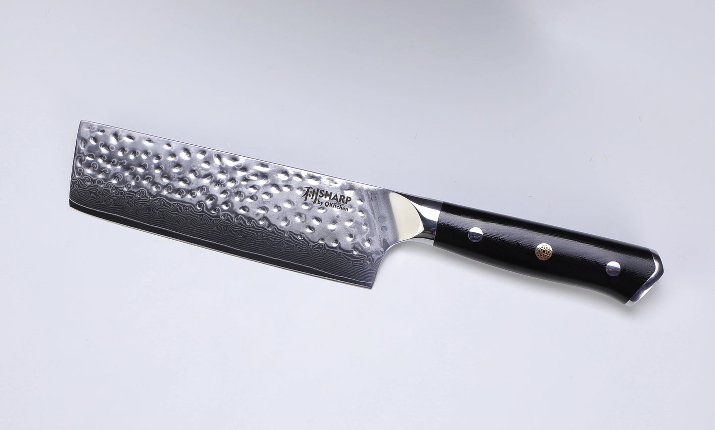 Japanese Hammered Damascus Nakiri Knife 6-inch W180