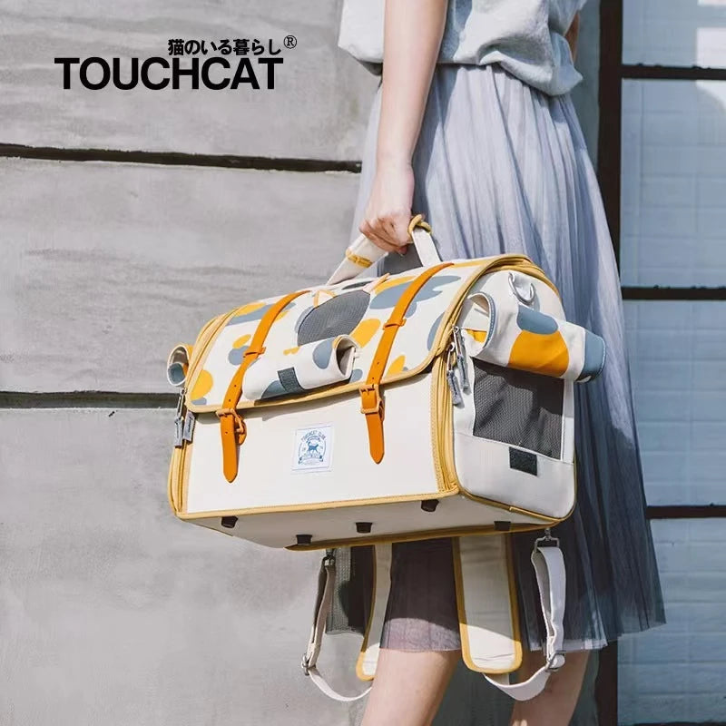 TouchCat Wanderer: Stylish & Functional Travel Pet Carrier (18")
