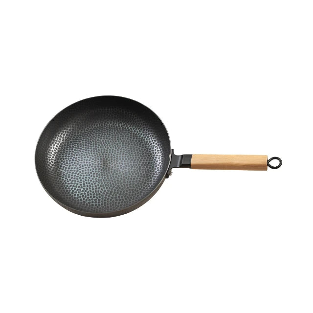 Hammered Premium Iron Fry Pan with Wooden Handle 28cm