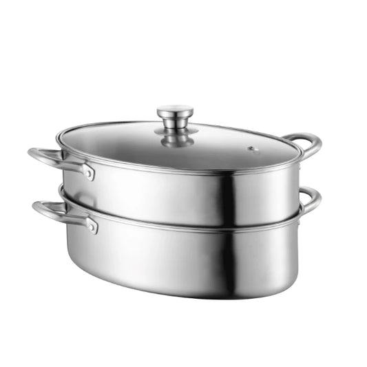 Stainless Steel Fish Steamer Pot Set - Double Layer L 39cm * W 25cm