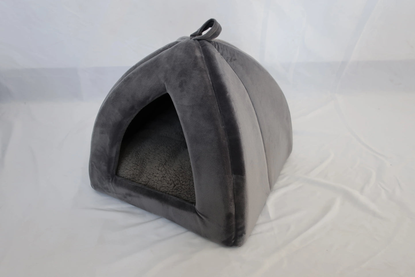 Triangle Hideaway: Premium Cozy Pet Grey Tent Bed