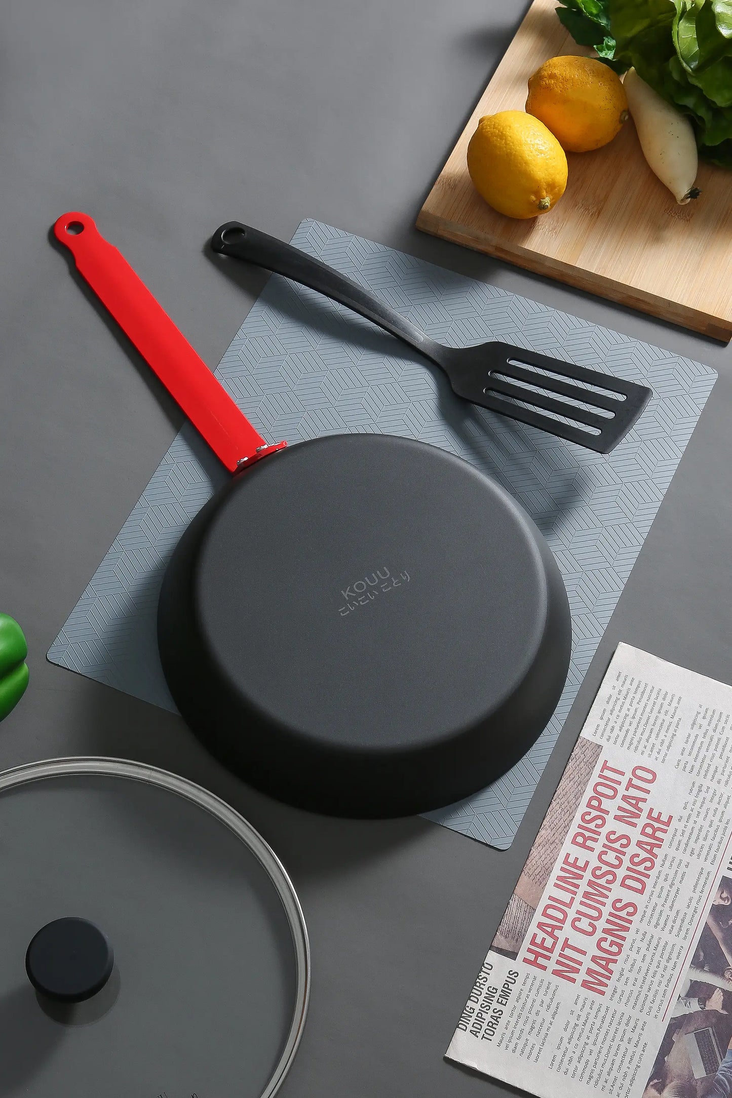 Premium Carbon Steel Fry Pan with Red Handle 24cm / 26cm / 28cm