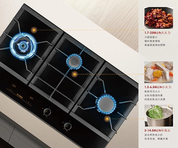 FOTILE 90cm 3 Burner Gas Cooktop - 23MJ/h Superpower GLG90305