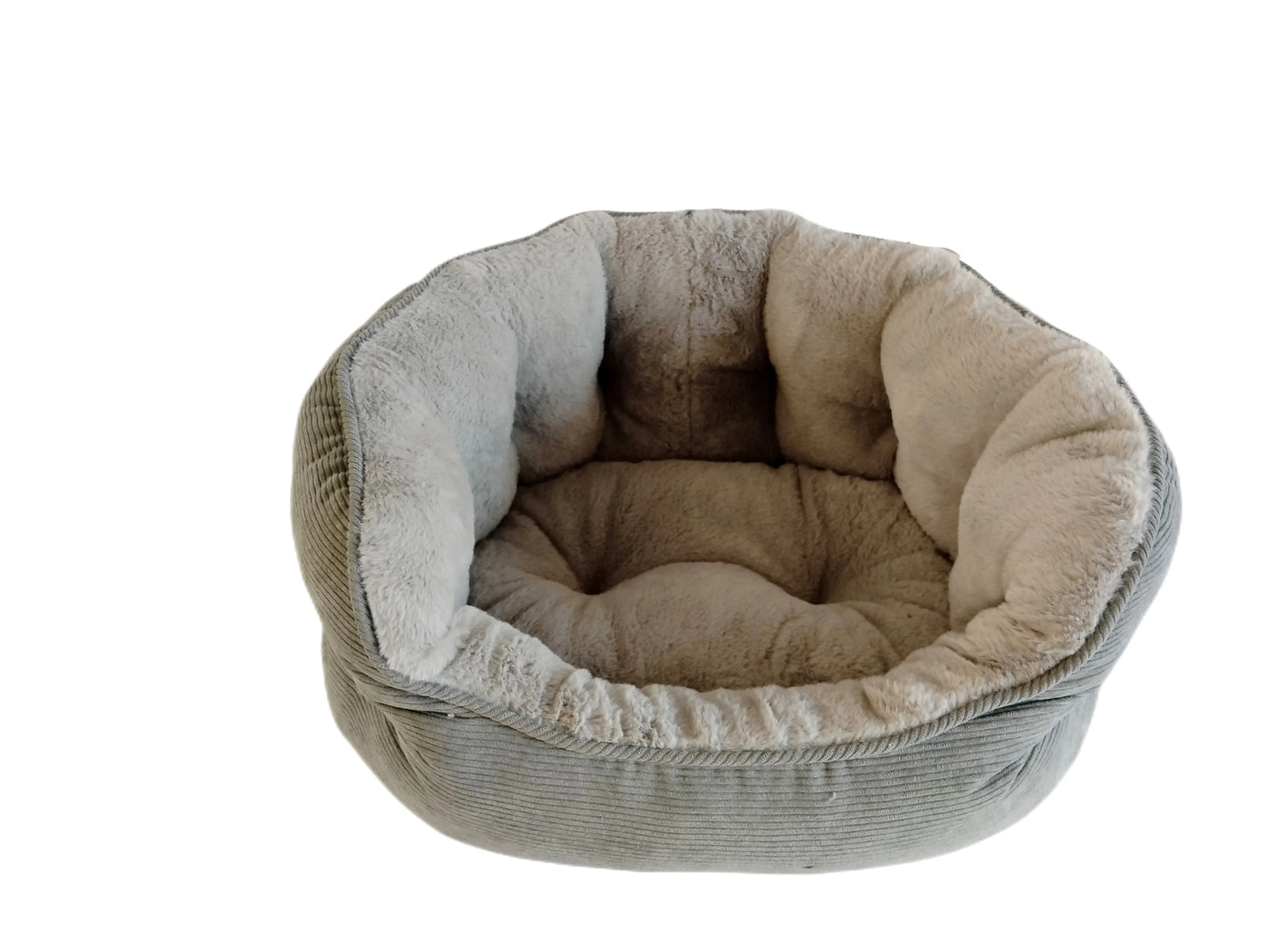 Medium Round Corduroy Pet Bed - Cozy 60x55x28cm Snug Retreat