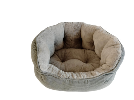 Medium Round Corduroy Pet Bed - Cozy 60x55x28cm Snug Retreat