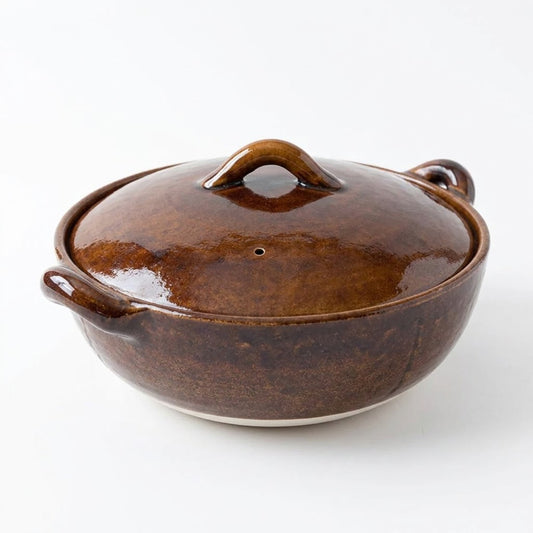 Authentic Japanese Agura Pot - 4th-market Donabe Casserole Pot - Size 9 Amber