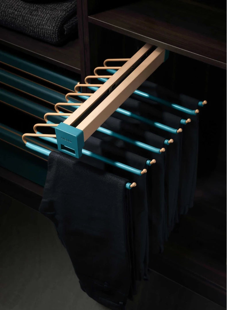 Trousers Holder - Top Mount - Holds 9 Pairs - B Series Teal PU Leather - 703502