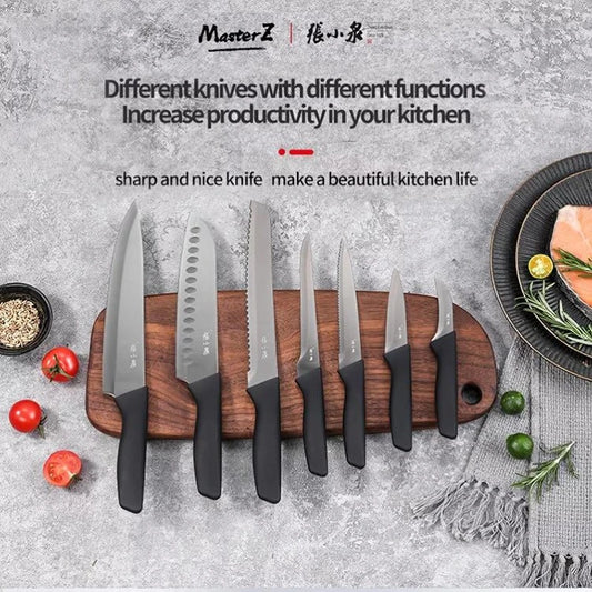 ZXQ Master Z Black Knight Kitchen Knife Set 7pcs / 张小泉黑骑士系列套刀