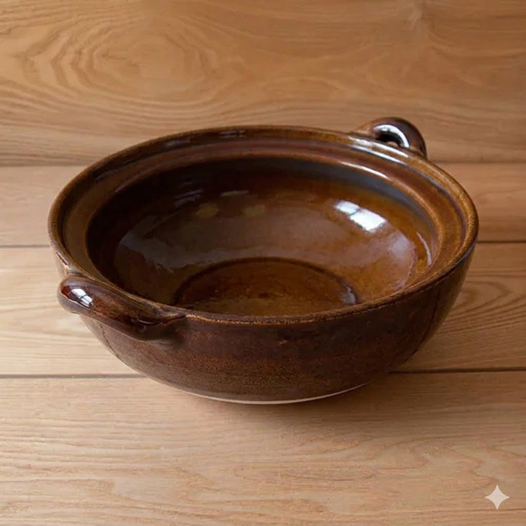 Authentic Japanese Agura Pot - 4th-market Donabe Casserole Pot - Size 9 Amber