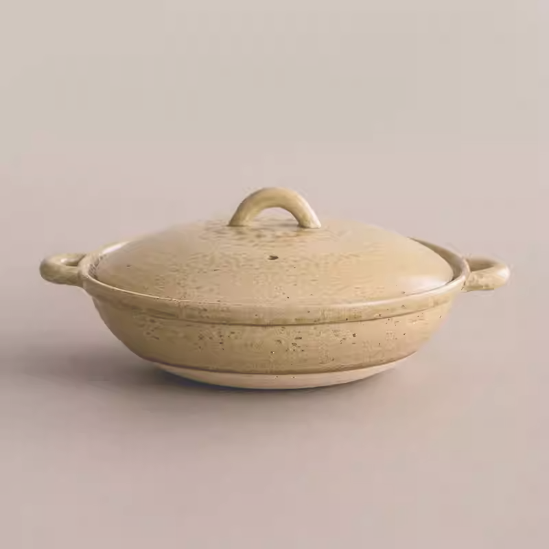 Authentic Japanese 4th-market Donabe Pot Casserole Pot Size 8/9 Yellow
