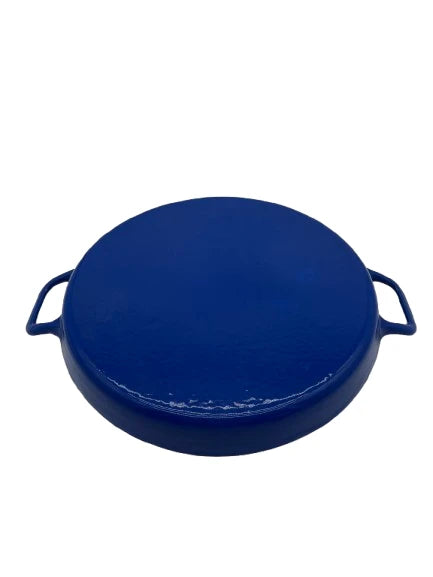 Premium 12" Cast Iron Round Grill Pan 30cm Blue