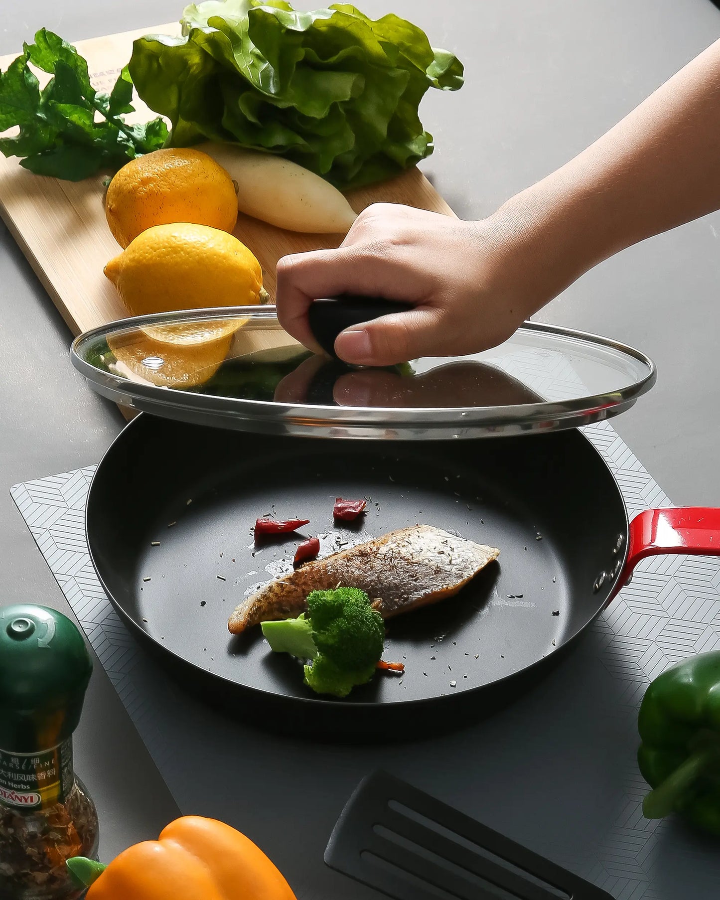 Premium Carbon Steel Fry Pan with Red Handle 24cm / 26cm / 28cm