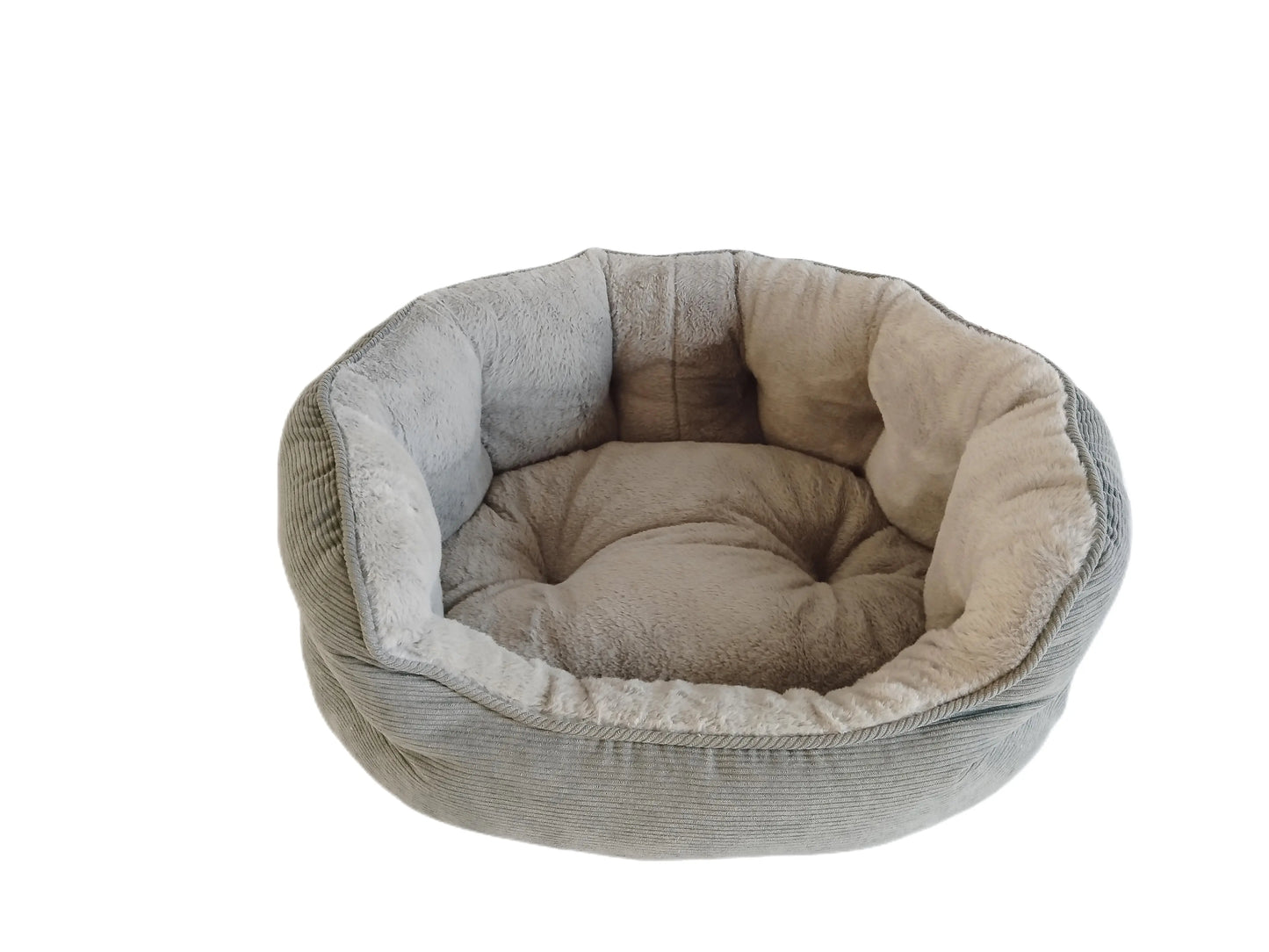 Small Round Corduroy Pet Bed - Cozy 50x45x26cm Snug Retreat