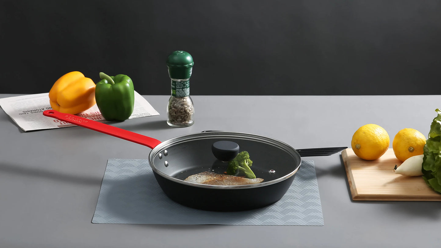 Premium Carbon Steel Fry Pan with Red Handle 24cm / 26cm / 28cm