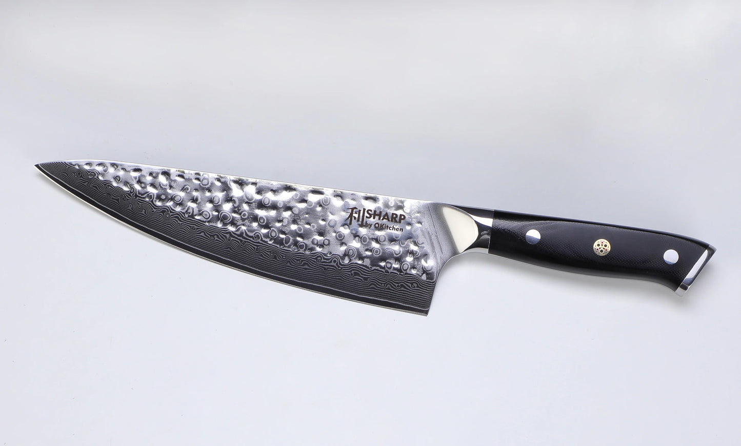 Japanese Hammered Damascus Chef Knife 8-inch W021
