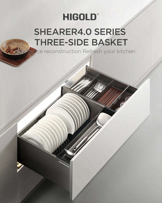 Pull Out Multipurpose Basket Shear 4.0 - Deep Basket with Plate Dividers and Drain Tray - Fits 600mm -303585
