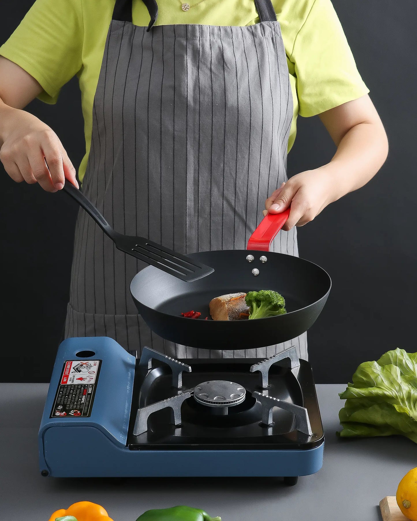 Premium Carbon Steel Fry Pan with Red Handle 24cm / 26cm / 28cm
