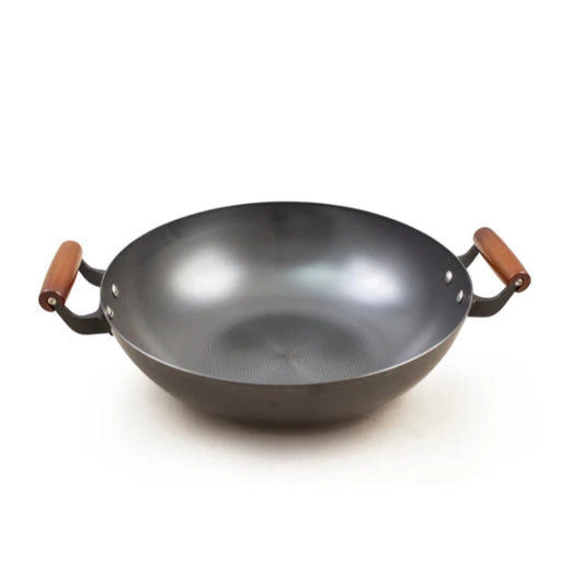 Spin Pressing Iron Dual Ear Wok with Lid 34cm