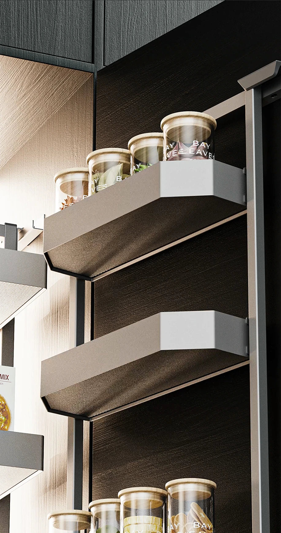 Tandem Pantry Unit with Soft Close - Suits from 1825mm Height & 600mm Width Cabinet - 202256
